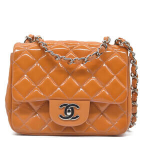 $5200 Chanel Mini Square Flap Bag Orange 2013